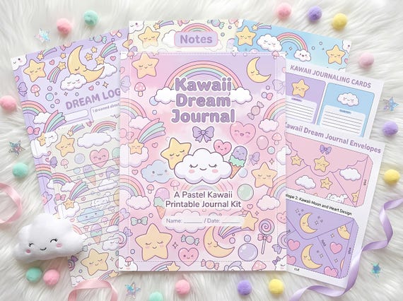 Kawaii Pastel Dream Junk Journal Kit, Printable Cute Journal Pages, Pastel Ephemera, Cloud Tags, Digital Download · JK-060