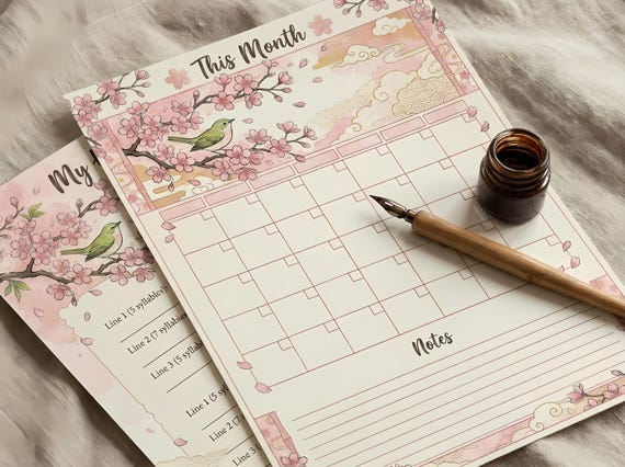 Manga Sakura Seasons Junk Journal Kit, Printable Anime Journal Pages, Cherry Blossom Ephemera, Sakura Tags, Digital Download · JK-125 view 3