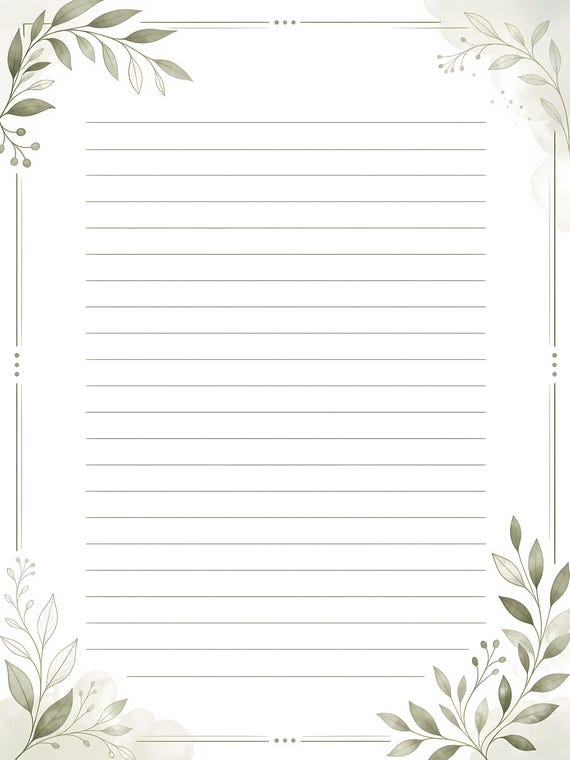 Decorative Lined Journal Pages — Vol. 3, Printable Writing Paper, Illustrated Lined Pages, Digital Download, Print at Home Stationery view 5