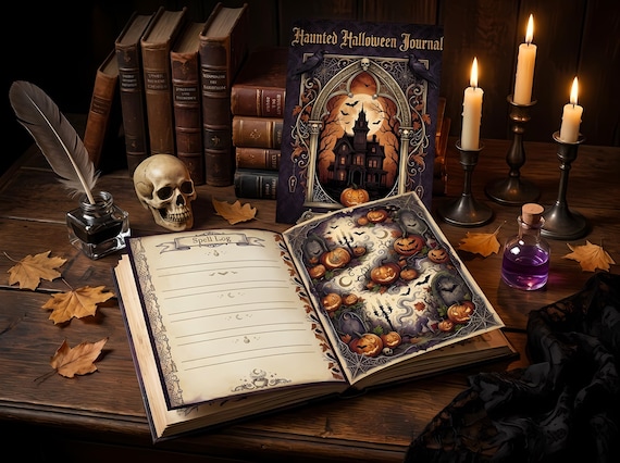 Haunted Halloween Junk Journal Kit, Printable Gothic Journal Pages, Spooky Ephemera, Potion Labels, Digital Download · JK-055 view 2
