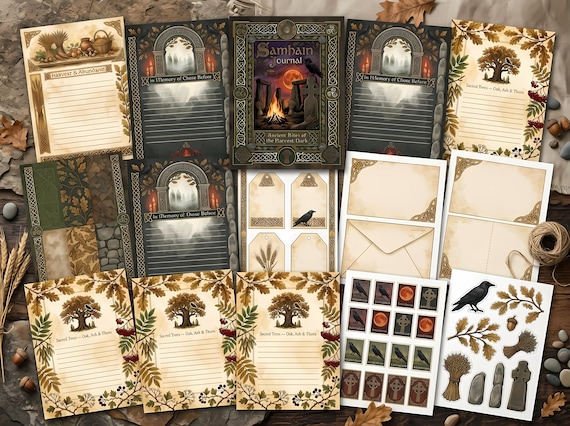Samhain Celtic Junk Journal Kit, Printable Halloween Journal Pages, Druid Knotwork Ephemera, Pagan Harvest Tags, Digital Download · JK-084 view 2