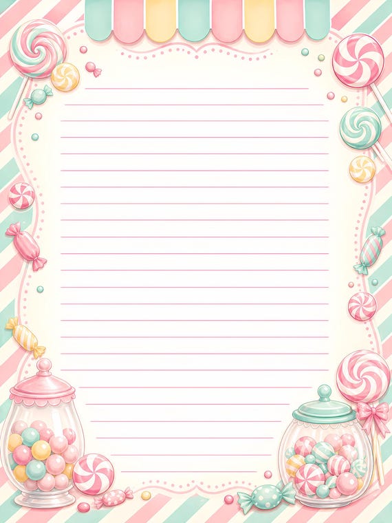 Decorative Lined Journal Pages — Vol. 5, Printable Writing Paper, Illustrated Lined Pages, Digital Download, Print at Home Stationery view 5