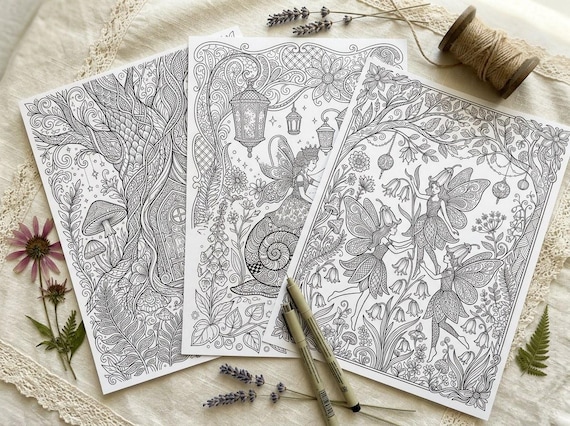 Enchanted Fairy Gardens Coloring Book, Printable Adult Coloring Pages, Whimsical Fairy Stress Relief PDF, Digital Download · CB-10 view 3