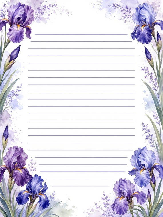 Decorative Lined Journal Pages — Vol. 5, Printable Writing Paper, Illustrated Lined Pages, Digital Download, Print at Home Stationery view 4