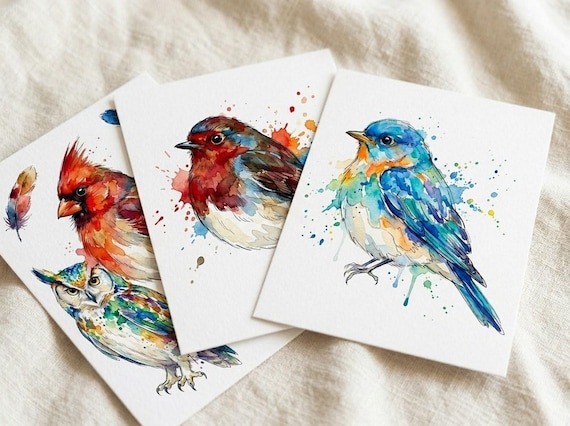 Watercolor Bird & Feather Clipart, 30 Transparent PNG, Commercial Use, Sublimation POD, Digital Download view 3