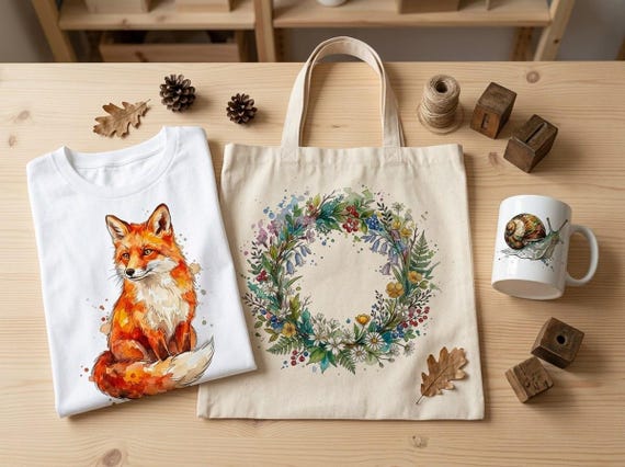 Enchanted Woodland Clipart, 30 Transparent PNG, Commercial Use, Sublimation POD, Digital Download view 2