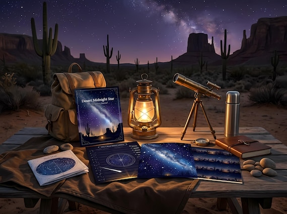 Desert Midnight Star Journal Kit — Printable Junk Journal, Constellation, Night Sky, Stargazing Journal Pages · JK-073 view 2