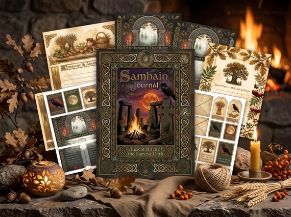 Samhain Celtic Junk Journal Kit, Printable Halloween Journal Pages, Druid Knotwork Ephemera, Pagan Harvest Tags, Digital Download · JK-084