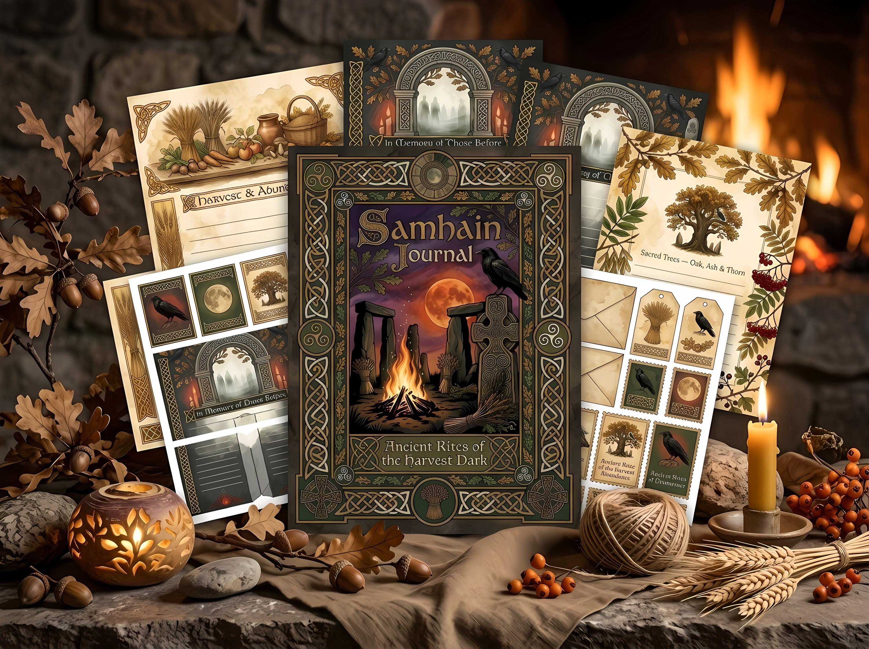 Samhain Celtic Junk Journal Kit, Printable Halloween Journal Pages, Druid Knotwork Ephemera, Pagan Harvest Tags, Digital Download · JK-084