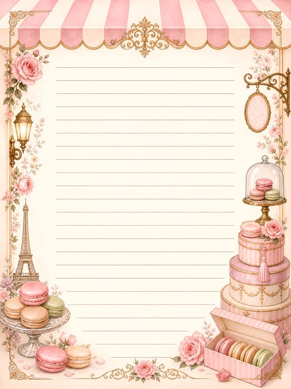 Decorative Lined Journal Pages — Vol. 2, Printable Writing Paper, Illustrated Lined Pages, Digital Download, Print at Home Stationery view 8