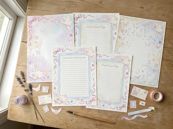 Fairy Letter Bureau Junk Journal Kit, Printable Whimsical Postal Journal Pages, Wing Stamp Ephemera, Fairy Mail Tags, Fussy Cuts · JK-028 view 2
