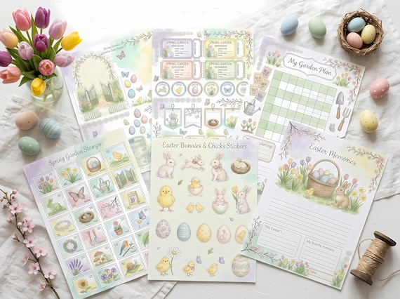 Spring Garden Easter Junk Journal Kit, Printable Floral Journal Pages, Garden Ephemera, Easter Tags, Digital Download · JK-059 view 3