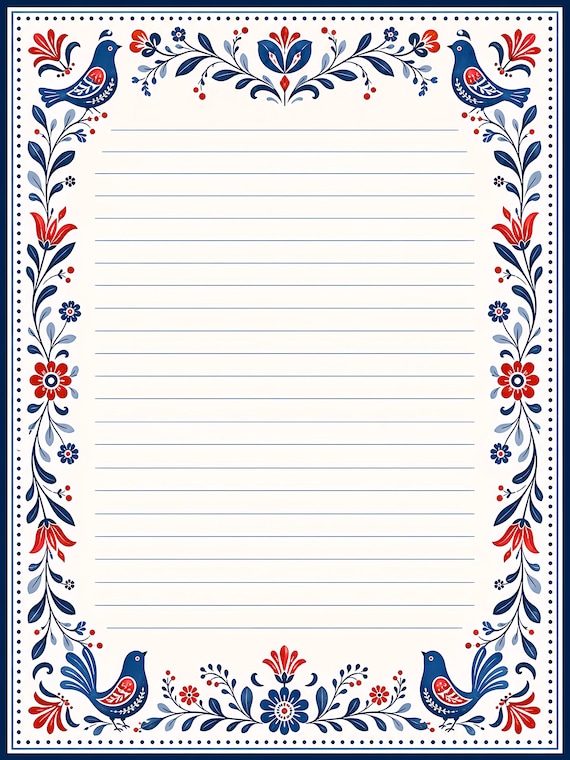 Decorative Lined Journal Pages — Vol. 1, Printable Writing Paper, Illustrated Lined Pages, Digital Download, Print at Home Stationery view 8