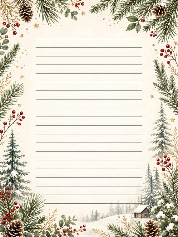Decorative Lined Journal Pages — Vol. 2, Printable Writing Paper, Illustrated Lined Pages, Digital Download, Print at Home Stationery view 6