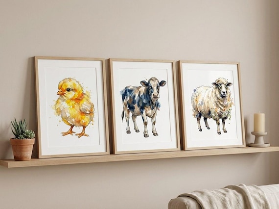Watercolor Farm Animal Clipart, 30 Transparent PNG, Commercial Use, Sublimation POD, Digital Download view 4