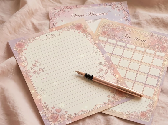 Manga Shojo Romance Junk Journal Kit, Printable Anime Journal Pages, Cherry Blossom Ephemera, Romance Tags, Digital Download · JK-121 view 4