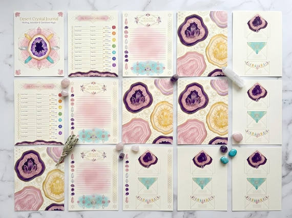 Boho Desert Crystal Junk Journal Kit, Printable Boho Journal Pages, Crystal Ephemera, Gemstone Tags, Digital Download · JK-067 view 5