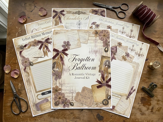 Forgotten Ballroom Junk Journal Kit, Printable Vintage Dance Journal Pages, Sheet Music Ephemera, Chandelier Tags, Fussy Cuts · JK-022 view 2
