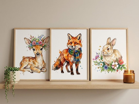 Watercolor Woodland Animal Clipart, 30 Transparent PNG, Commercial Use, Sublimation POD, Digital Download view 4