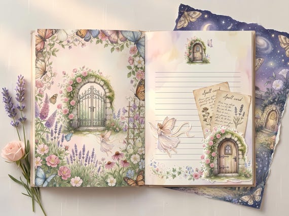 Fairy Garden Animal Journal Kit, Printable Storybook Journal Pages, Cottagecore Ephemera, Spell Cards, Tags, Fussy Cuts · JK-007 view 2
