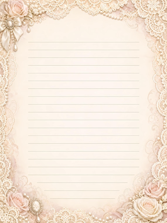 Decorative Lined Journal Pages — Vol. 3, Printable Writing Paper, Illustrated Lined Pages, Digital Download, Print at Home Stationery view 3