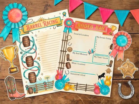 Western Rodeo Junk Journal Kit, Printable Cowboy Journal Pages, Rodeo Ephemera, Prize Ribbon Tags, Digital Download · JK-070 view 2