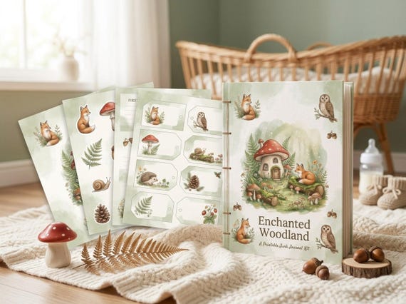 Enchanted Woodland Junk Journal Kit, Printable Cottagecore Forest Ephemera Pages, Woodland Animal Digital Junk Journal, Digital Dow · JK-134 view 5