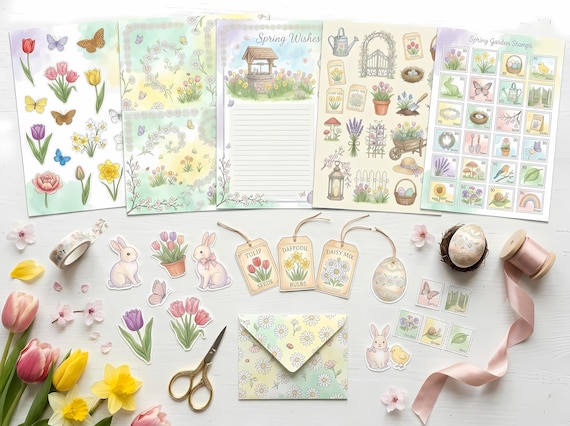 Spring Garden Easter Junk Journal Kit, Printable Floral Journal Pages, Garden Ephemera, Easter Tags, Digital Download · JK-059 view 2