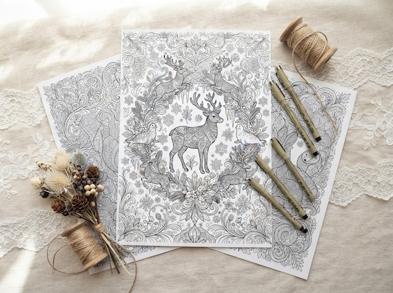 Arctic Winter Animals Coloring Book, Printable Adult Coloring Pages, Frosty Arctic Stress Relief PDF, Digital Download · CB-43 view 3