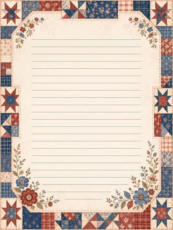 Decorative Lined Journal Pages — Vol. 5, Printable Writing Paper, Illustrated Lined Pages, Digital Download, Print at Home Stationery view 7