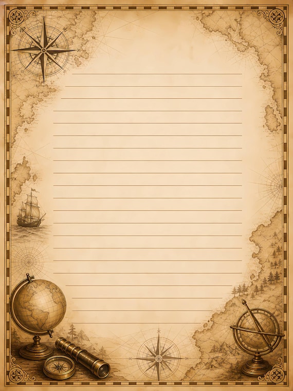 Decorative Lined Journal Pages — Vol. 2, Printable Writing Paper, Illustrated Lined Pages, Digital Download, Print at Home Stationery view 4