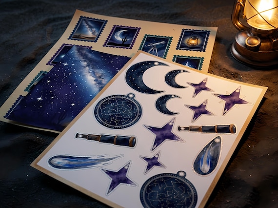 Desert Midnight Star Journal Kit — Printable Junk Journal, Constellation, Night Sky, Stargazing Journal Pages · JK-073 view 4