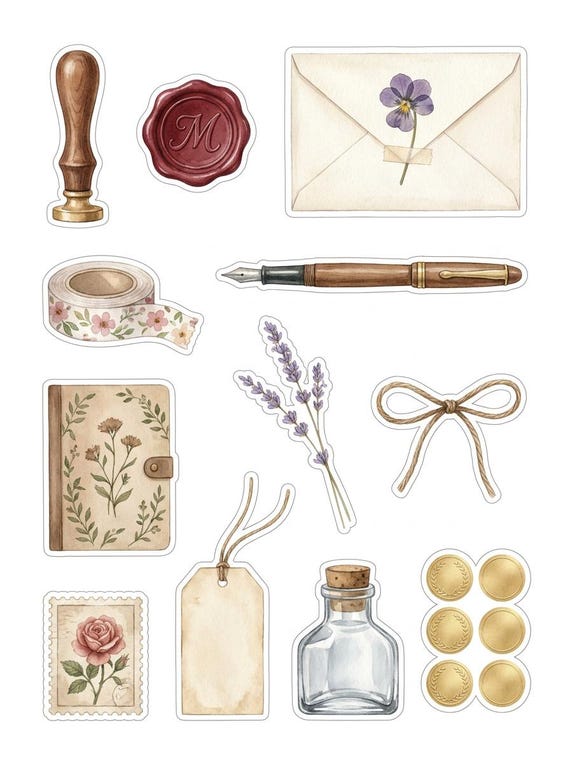 Cottage Core Fussy Cut Ephemera Sheets — 26 Printable Sheets, Junk Journal Ephemera, Cottagecore Scrapbooking, Print at Home · FC-03 view 5