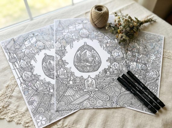 Enchanted Greenhouse Coloring Book, Printable Adult Coloring Pages, Stress Relief PDF, Digital Download · CB-26 view 3