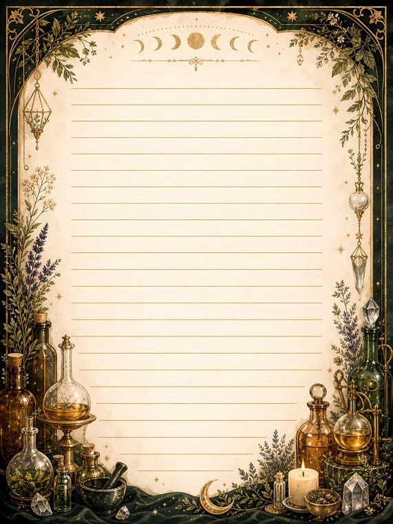 Decorative Lined Journal Pages — Vol. 5, Printable Writing Paper, Illustrated Lined Pages, Digital Download, Print at Home Stationery view 6