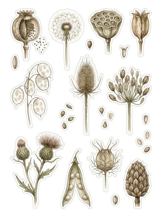 Vintage Botanical Fussy Cut Ephemera Sheets — 26 Printable Sheets, Junk Journal Ephemera, Botanical Scrapbooking, Print at Home · FC-02 view 8
