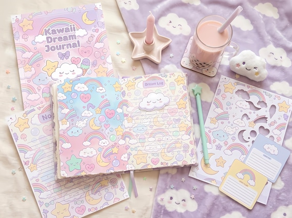 Kawaii Pastel Dream Junk Journal Kit, Printable Cute Journal Pages, Pastel Ephemera, Cloud Tags, Digital Download · JK-060 view 4
