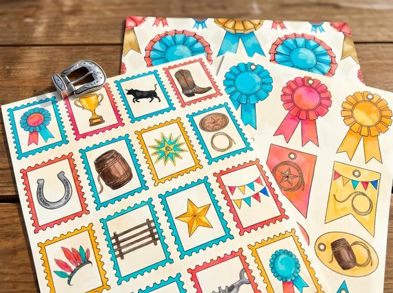 Western Rodeo Junk Journal Kit, Printable Cowboy Journal Pages, Rodeo Ephemera, Prize Ribbon Tags, Digital Download · JK-070 view 3