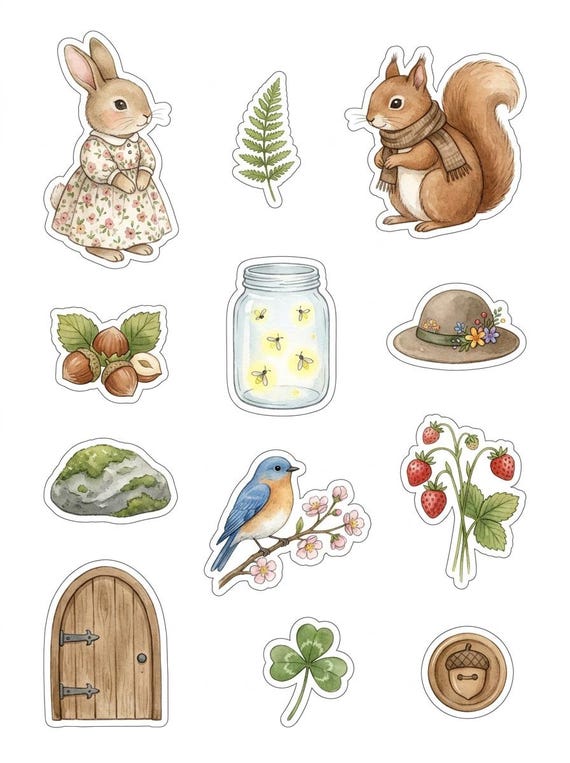 Whimsical Woodland Fussy Cut Ephemera Sheets — 26 Printable Sheets, Junk Journal Ephemera, Scrapbooking Paper, Print at Home · FC-01 view 7