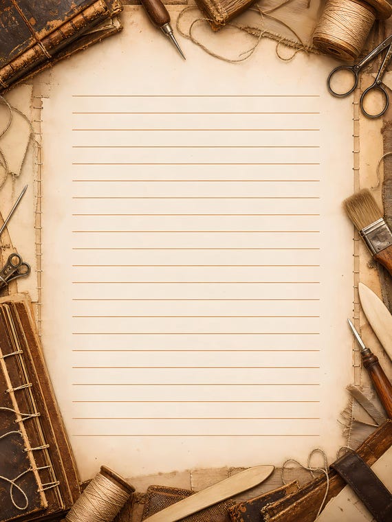 Decorative Lined Journal Pages — Vol. 4, Printable Writing Paper, Illustrated Lined Pages, Digital Download, Print at Home Stationery view 7