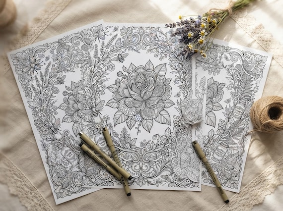 Vintage Botanical Apothecary Coloring Book, Printable Adult Coloring Pages, Stress Relief PDF, Digital Download · CB-23 view 3