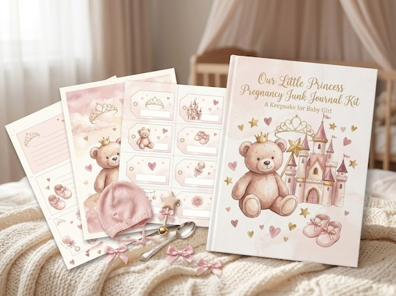 Princess Pregnancy Junk Journal Kit, Baby Girl, Printable Ephemera, Expecting Mom Gift, Baby Shower, Digital Download · JK-126 view 5