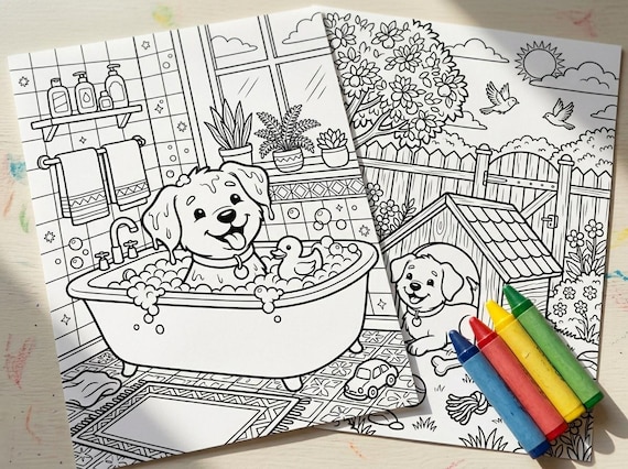 Pets Kids Coloring Book, 30 Printable Coloring Pages for Ages 4-8, Boys and Girls Activity PDF, Digital Download view 2