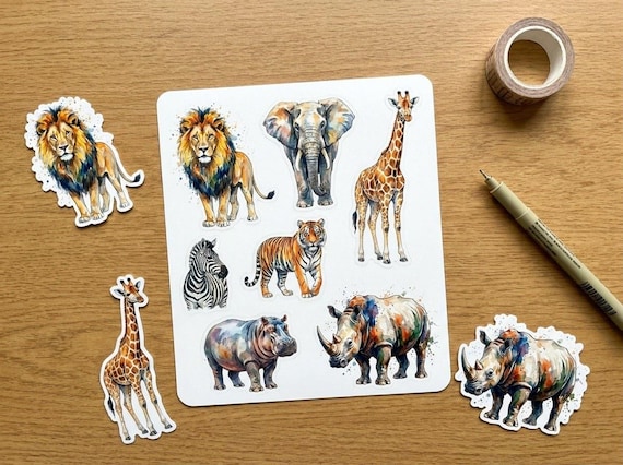 Watercolor Safari Animal Clipart, 30 Transparent PNG, Commercial Use, Sublimation POD, Digital Download view 3