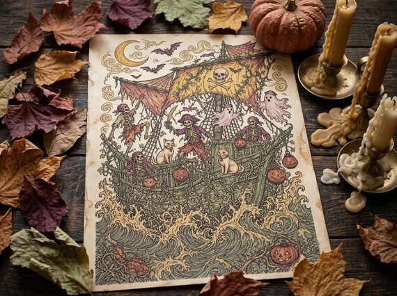 Halloween Adult Coloring Book Vol 1, Spooky Season Printable Coloring Pages, Gothic Fall Stress Relief PDF, Digital Download view 3