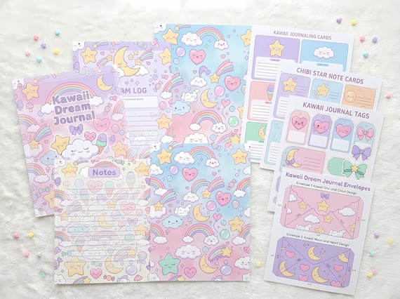 Kawaii Pastel Dream Junk Journal Kit, Printable Cute Journal Pages, Pastel Ephemera, Cloud Tags, Digital Download · JK-060 view 2