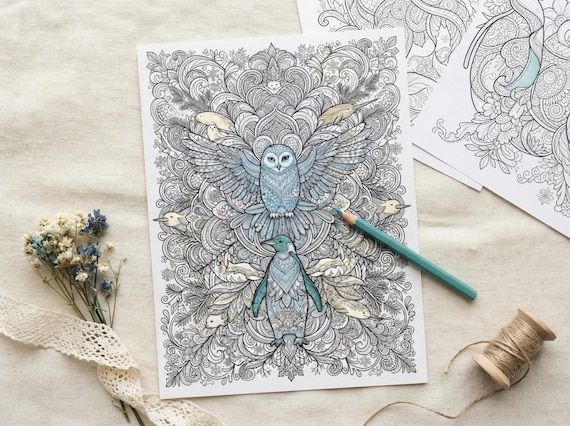 Arctic Winter Animals Coloring Book, Printable Adult Coloring Pages, Frosty Arctic Stress Relief PDF, Digital Download · CB-43 view 7