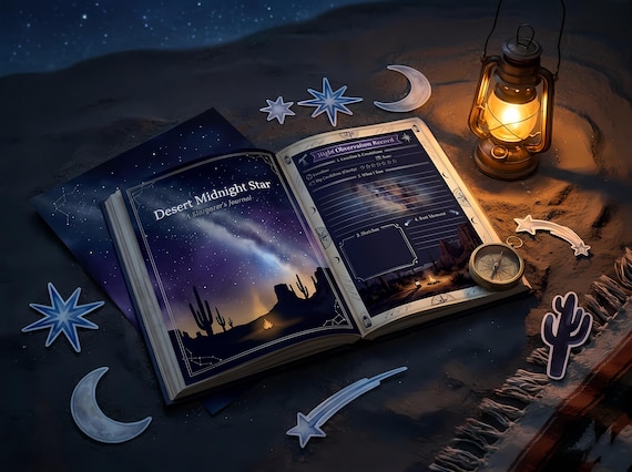 Desert Midnight Star Journal Kit — Printable Junk Journal, Constellation, Night Sky, Stargazing Journal Pages · JK-073 view 3