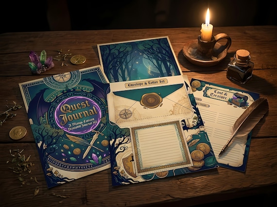 Manga Fantasy Quest Junk Journal Kit, Printable Anime Journal Pages, RPG Adventure Ephemera, Fantasy Tags, Digital Download · JK-123 view 5