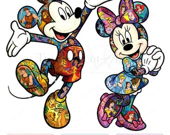 Mickey Minnie PNG Clipart: Splash Color Cartoon Characters (Digital Download)